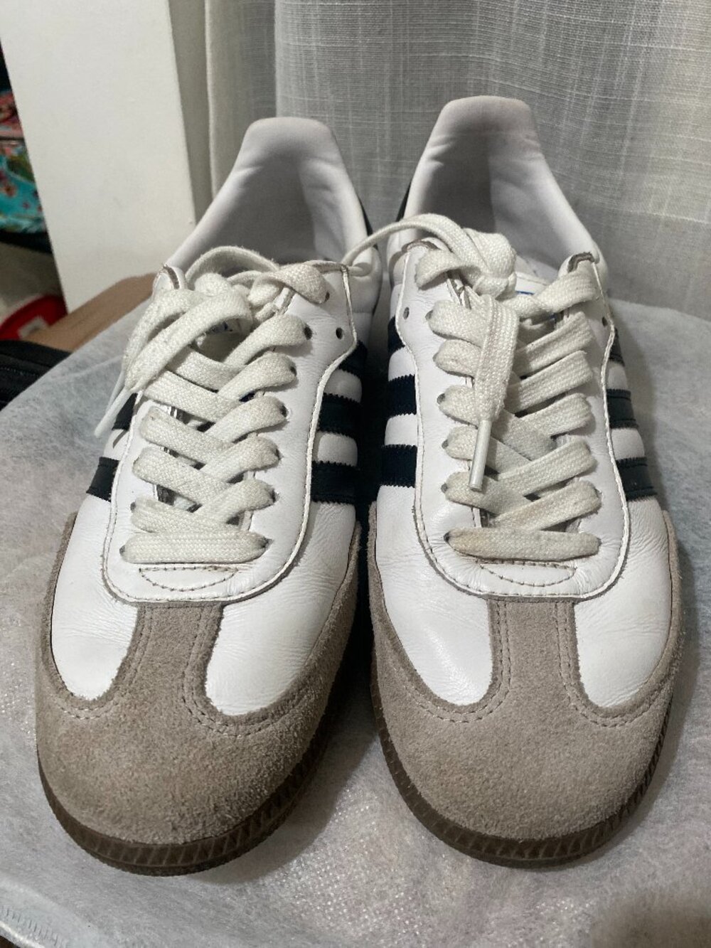 Adidas Samba OG White/Black Leather Sneakers Women's Size 8